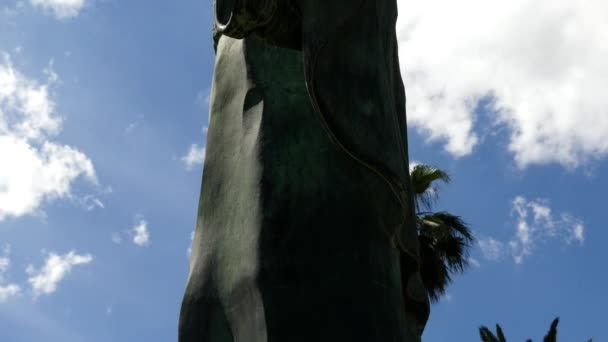 Denkmal für Ramón Lull in Palma de Mallorca. ramon llull war Philosoph, Logiker, franziskanischer Tertiär und mallorquinischer Schriftsteller. — Stockvideo