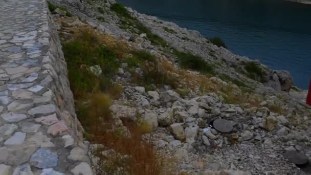 Die Maslenica-Brücke ist eine Deckbogenbrücke, die die Staatsstraße d8 etwa 1 km westlich der Siedlung Maslenica in Kroatien führt — Stockvideo