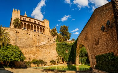 Palma, İspanya Kraliyet Sarayı yakınında bir havuzda kuğular