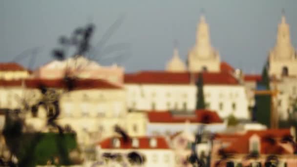 Transfer fokus: kyrka eller kloster i Sao Vicente de Fora (klostret St Vincent utanför murarna) är en 17th-talets kyrka och kloster i staden Lissabon, Portugal. — Stockvideo