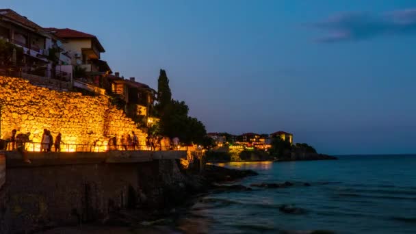 Timelapse: Evening Sozopol är en gammal kuststad belägen 35 km söder om Burgas på södra bulgariska Svarta havets kust. Idag är det en av de stora badorter i landet. — Stockvideo