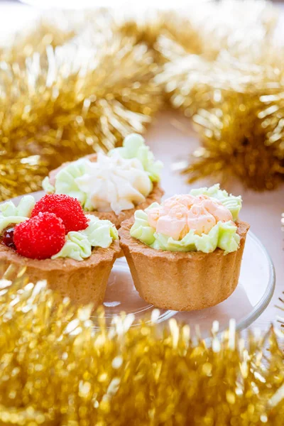 Sweet Beautiful Cakes Ornaments Christmas — Stock Photo, Image