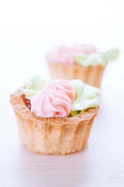 Two Beautiful Sweet Cakes Light Table — Stock Photo, Image