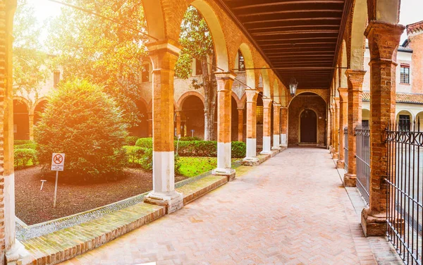 Ferrara Italy Square Santa Anne Portal Adjoining Cloister Portico Remains — Stock Photo, Image