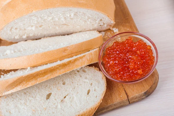 Œufs Saumon Poisson Saumon Dans Bol Verre Rond — Photo