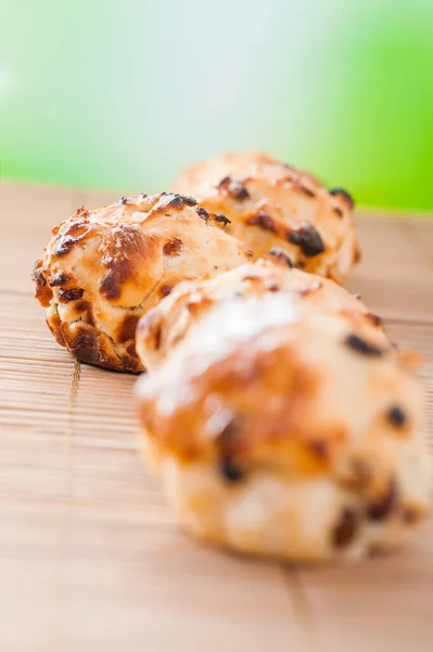 Pequenos Muffins Toalha Mesa Bambu — Fotografia de Stock