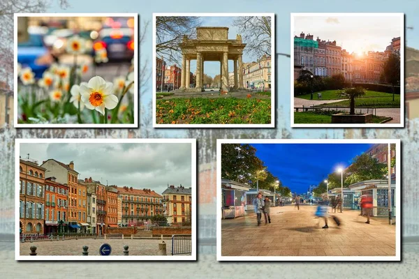 Fotocollage Berühmter Orte Und Stadtansichten Von Toulouse Ist Die Hauptstadt — Stockfoto