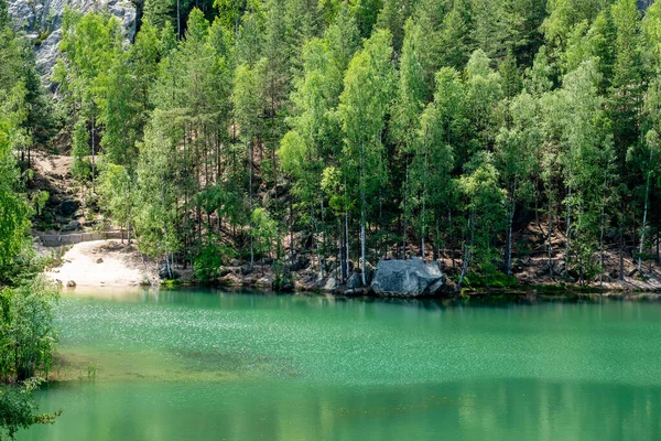 Ντρσπαχ Ποντ Adrspach Teplice Rocks Είναι Ένα Ασυνήθιστο Σύνολο Σχηματισμών — Φωτογραφία Αρχείου