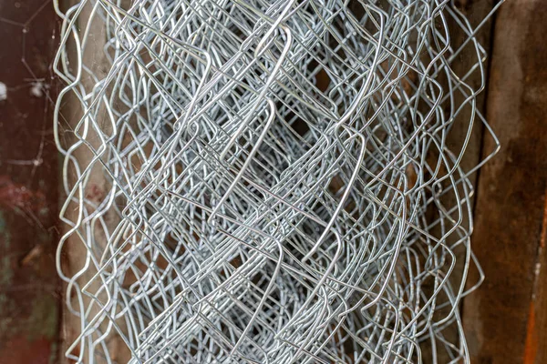Metal Chain Mesh Twisted Roll Close — Stock Photo, Image