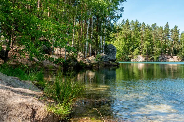 Adrspach Pond Adrspach Teplice Rocks Uvanlig Sett Sandsteinformasjoner Den Nordøstlige – stockfoto