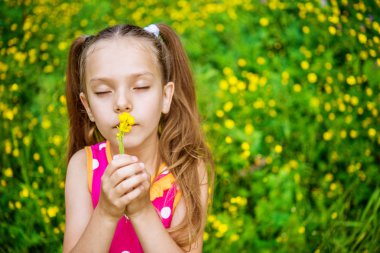Küçük kız papatya kokuyor
