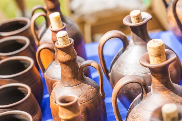 Traditionele klei potten van manueel werk — Stockfoto