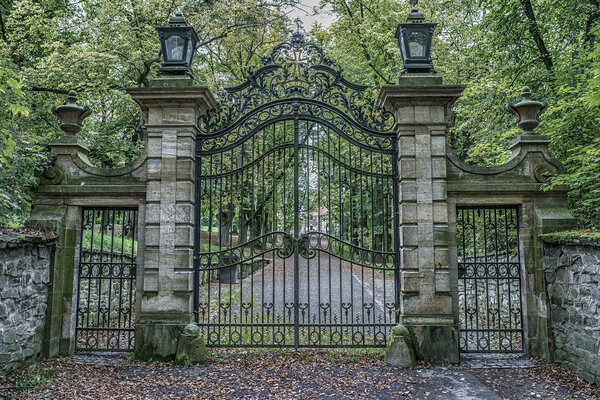 iron gates at castle hrad Bouzov