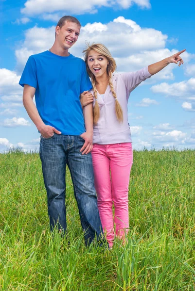 Young beautiful woman with man — Stock Photo, Image