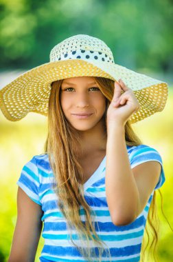 beautiful teenage in wide-brimmed hat clipart