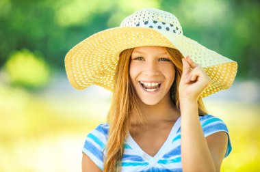 beautiful teenage in wide-brimmed hat clipart
