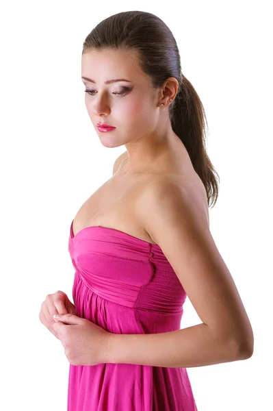 Girl in pink dress — Stock Photo, Image