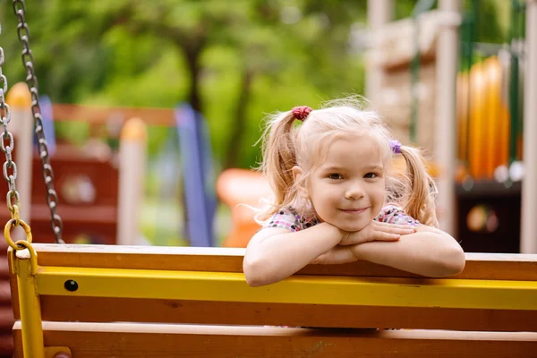 Heerful girl in dress — Stock Photo, Image