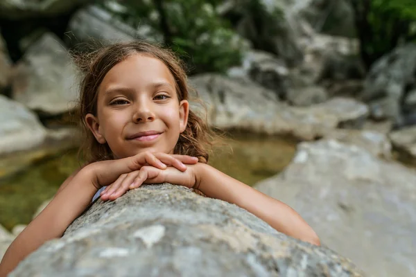 Little girl with close-up — Stock Photo, Image