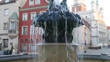Poznan, Polonya eski pazarında Apollo Çeşmesi