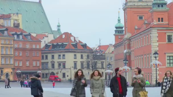 Kasteel plein in Warschau, Polen — Stockvideo