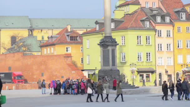 Zámecké náměstí ve Varšavě, Polsko — Stock video
