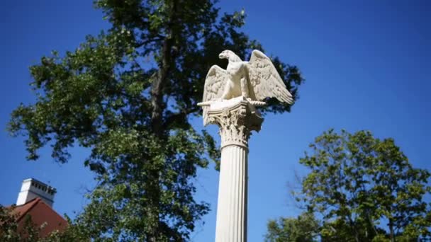 Stella con águila cerca del Palacio de Wilanow, Varsovia — Vídeo de stock