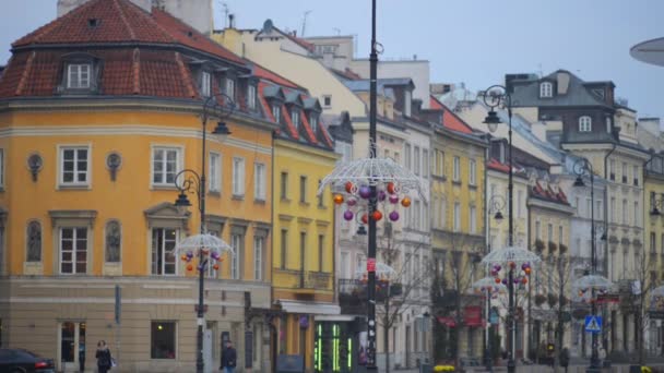 Decorazioni natalizie a Varsavia — Video Stock