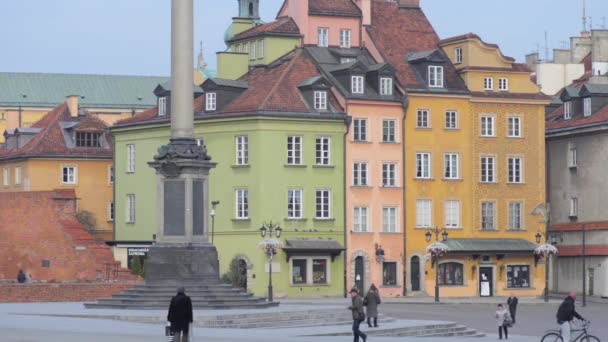 Plaza del Castillo en Varsovia, Polonia — Vídeos de Stock