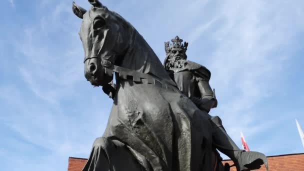 Monument of Casimir III Great, Bydgoszcz, Poland — Stock Video
