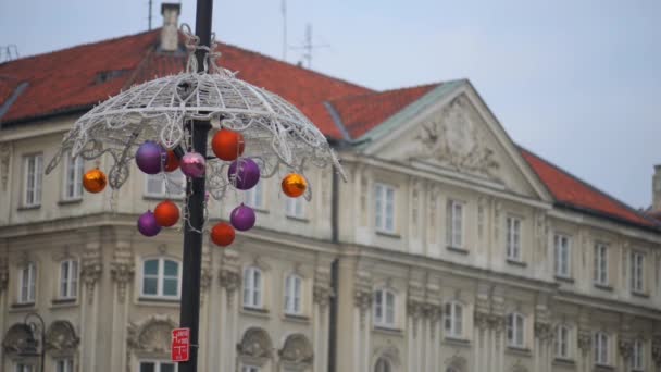 Vánoční dekorace ve Varšavě — Stock video