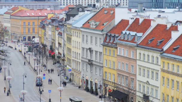 Krakowskie Przedmiescie στη Βαρσοβία της Πολωνίας — Αρχείο Βίντεο