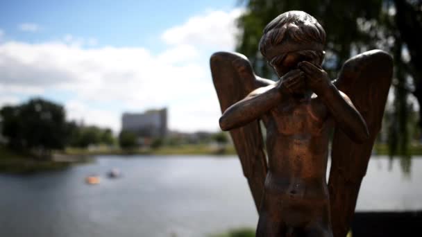 Monument Weeping Angel in Minsk, Belarus — Stock Video