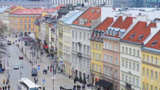 Time-lapse: Krakowskie Przedmiescie em Varsóvia, Polonia — Vídeo de Stock