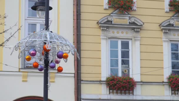 Christmas decoration in Warsaw — Stock Video