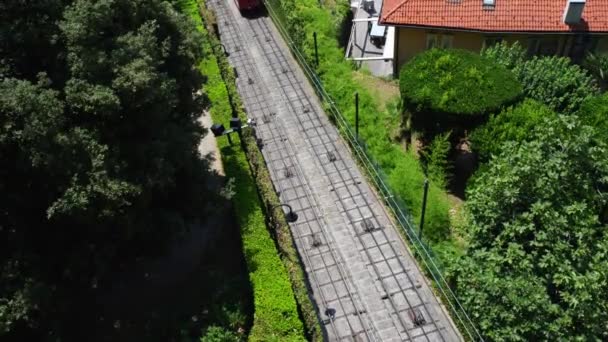 Σαν Vigilio τελεφερίκ στο Μπέργκαμο της Ιταλίας — Αρχείο Βίντεο