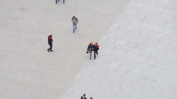 Vista aérea de los turistas caminando — Vídeos de Stock