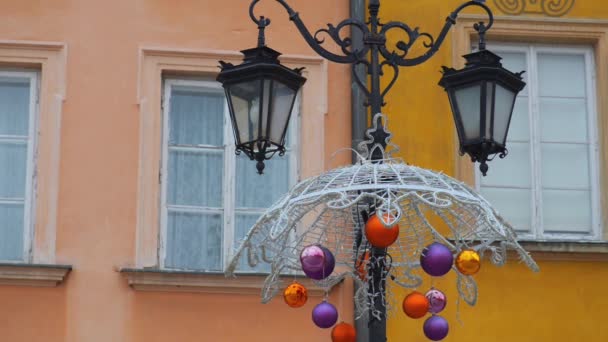 Christmas decoration in Warsaw — Stock Video