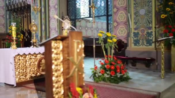 Collegiale basiliek van Heilige Drievuldigheid in Myszyniec — Stockvideo