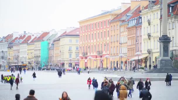 Gyorsított: Castle Square, Varsó, Lengyelország — Stock videók