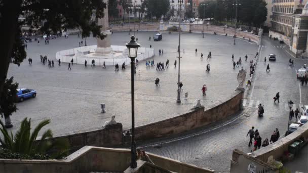 Piazza del Popolo är stads torg i Rom, Italien — Stockvideo