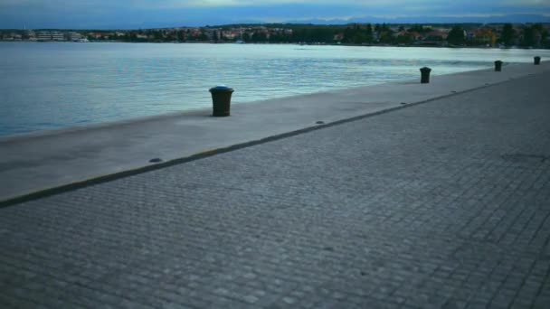 Sea organ is an architectural object located in Zadar, Croatia — Stock Video