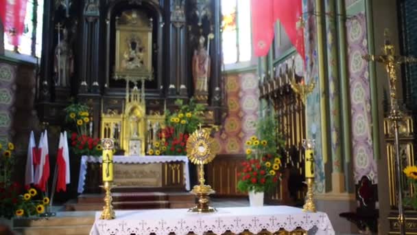Kolegiální bazilika svaté Trojice v Myszyniec — Stock video