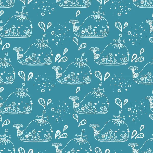 Seamless pattern with whale — Stock Photo, Image