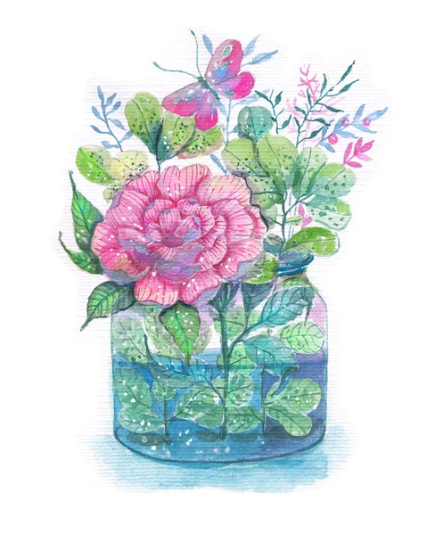 Blommor akvarell illustration — Stockfoto