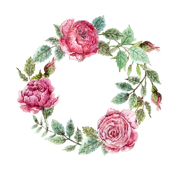 Flower watercolor wreath — Stock Photo, Image