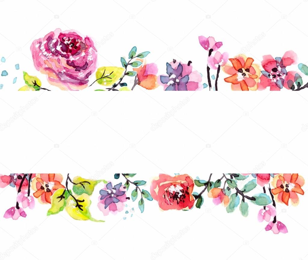 Watercolor floral frame