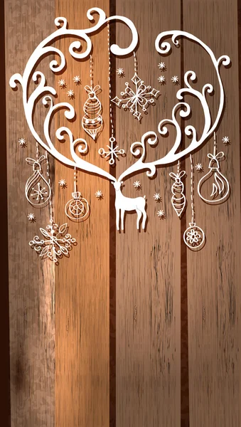 Deer with great horns and decorations for beautiful Holiday desi — Stock Vector