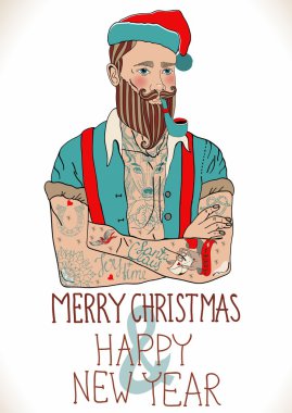 Hipster Santa Claus clipart