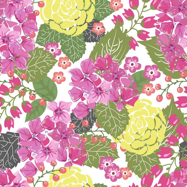 結婚式の招待状のデザインのシームレスな色の花のフレーム — ストックベクタ